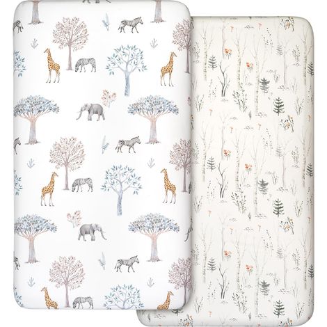 Lot de 2 Draps-housses Microfibre Respirants Pour Matelas De Berceau Ovale Et Sablier (1/5)