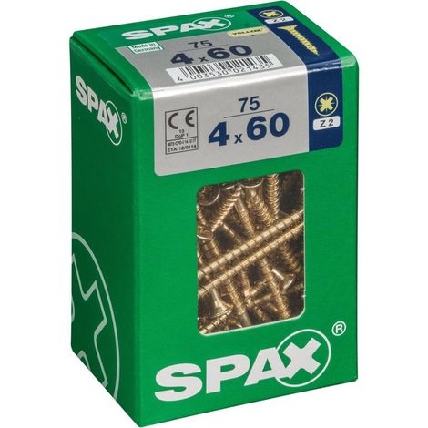 Caja 75 unid. tornillo madera cabeza plana yellox 4,0x60mm spax (1/5)