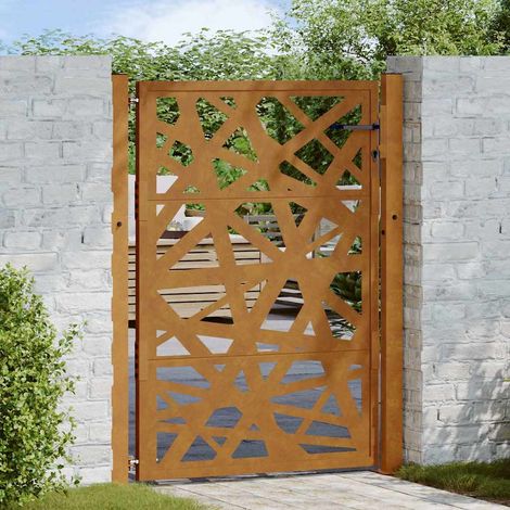 vidaXL Cancello da giardino 100x125 cm in acciaio corten design leggero