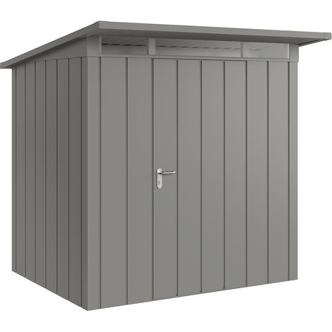 Hörmann Metall-Gerätehaus "Juno" mit Pultdach, JPD4 - Modern, 214 x 166 cm (B x T), graualuminium, 1-flüglige Tür, Anschlag rechts (1/5)