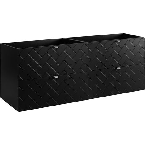 Mobile da bagno, Nero Opaco, 160 x 57 x 46 cm, Maniglie Argento (1/5)