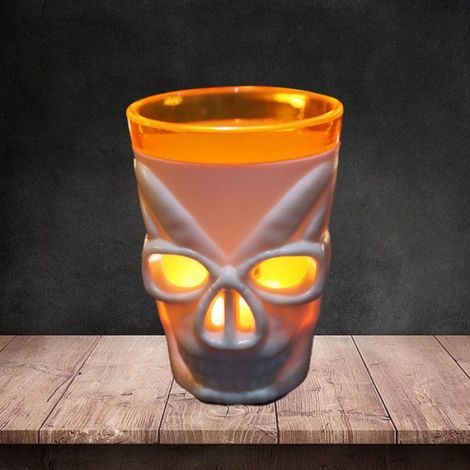Veilleuse Crâne - Design Gothique - Pour Décoration Halloween Intérieur Extérieur - Blanc - 1 Pièce
