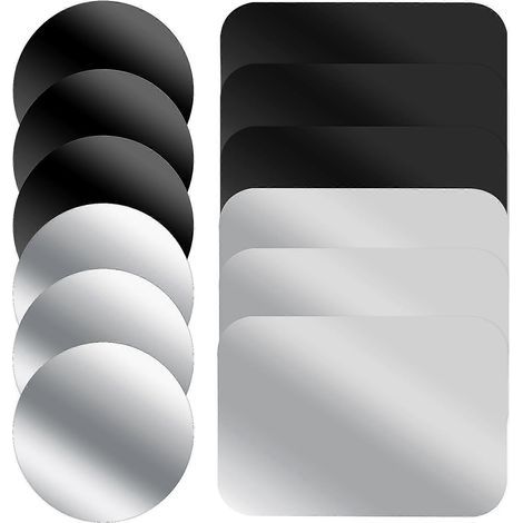 Lot de 12 supports magnétiques auto-adhésifs en métal, ronds ou rectangulaires, pour téléphone portable ou voiture.-6.50X4.50X0.10CM (1/3)