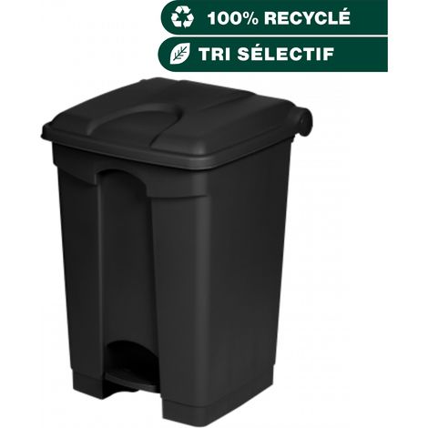 JVD - Poubelle 45L noir avec traitement antimicrobien et antibactérien en plastique recyclé - Matériel professionnel (1/4)