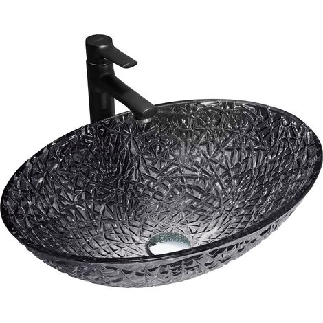 Mexen Goa Aufsatzwaschbecken aus Glas 50 x 36 cm, Schwarz - 24085070 (1/2)