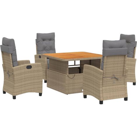 Maison Exclusive - 5-tlg. Garten-Essgruppe mit Kissen Beige Poly (1/5)
