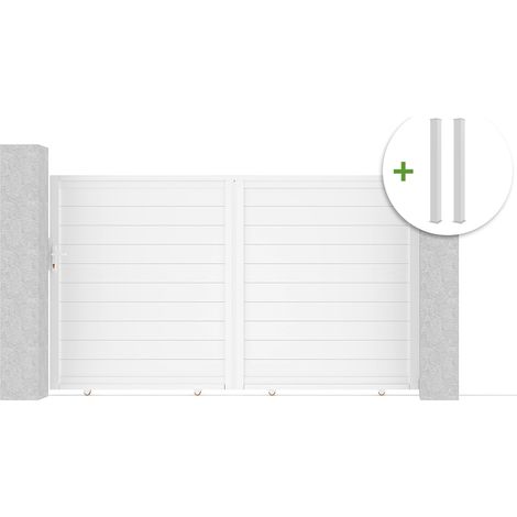 Puerta corredera EIGER 3m, 180cm de alto + 2 postes, 190cm de alto, aluminio blanco (1/5)
