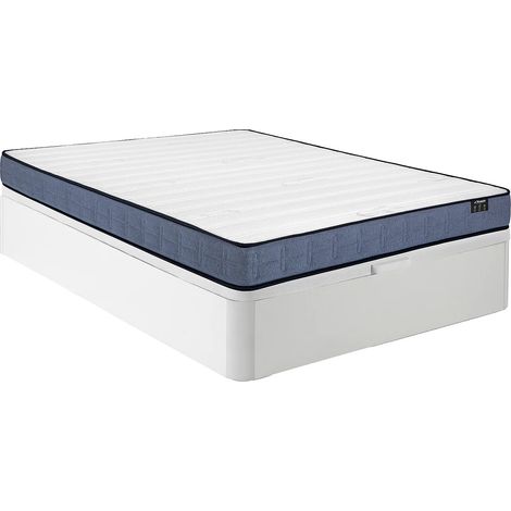 Set 160 x 200 cm rete letto contenitore bianco + materasso a molle molle capsace - DAYNI di YSME (1/5)