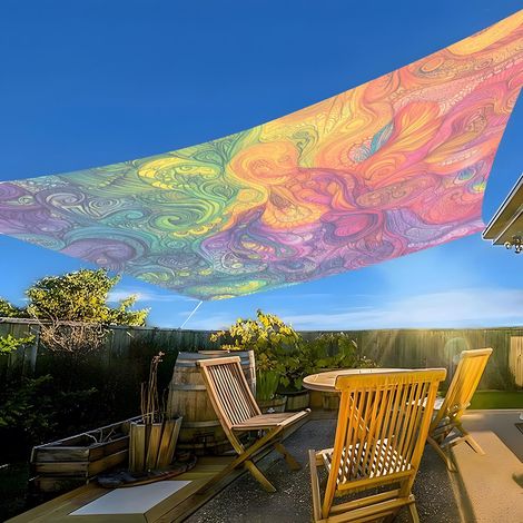 Voile d'ombrage imperméable style Mandala – Toile solaire rectangulaire/carrée avec 4 cordes, protection UV 95%, auvent décoratif pour jardin terrasse Voile d'Ombrage(Style19-240cmx185cm)