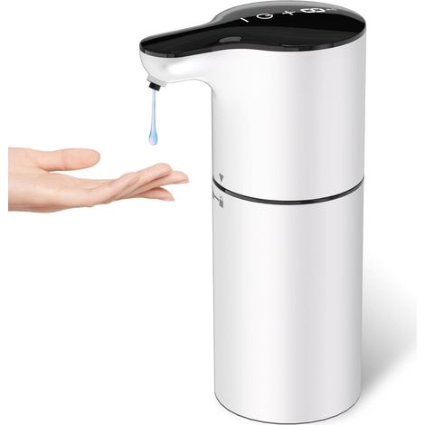 Dispenser automatico di sapone liquido/detersivo per piatti, capacità regolabile su 8 livelli, dispenser di disinfettante senza contatto da 400 ml, pompa del sapone con sensore, adatto per cucine e ba (1/5)