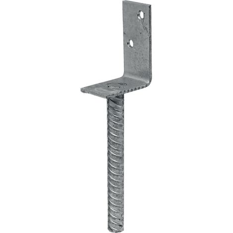 Base per palo, profilo a L, 70x200 mm, spessore 4 mm, foro Ø20 mm, zincata a caldo. (1/2)