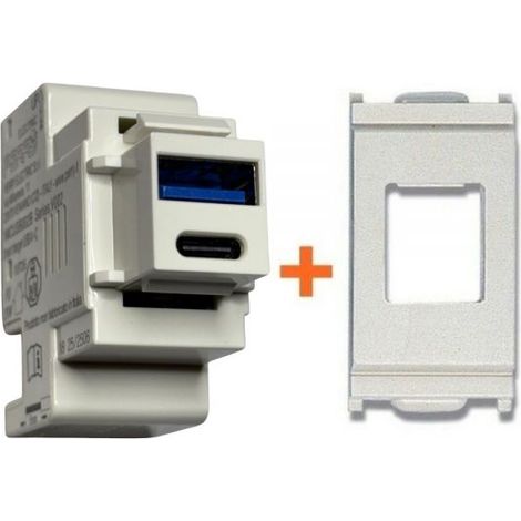 Perry presa USB A + C 3A compatibile Vimar Idea bianca - 1MCUSB002B