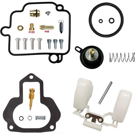 Kit de réparation de carburateur pour quad YFM350 350 cm³ à flotteur Kit + coupe-air Compatible YFM350 monocylindre gicleurs en laiton joints en nitrile pièces en POM résistant au carburant sp (1/4)