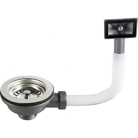 Bonde D'évier avec Carré Trop Plein Panier Inox 110 mm 1½", Acier Inoxydable + ABS, Bonde + Panier (1/5)