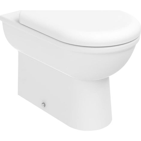 Gloss White D Shape Back to Wall Toilet Pan with Soft Close Seat (1/3)