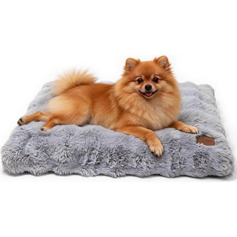 Panier pour Chien Moyen Taille: 76x51x10cm Coussin Chien Déhoussable et Lavable en Machine, Tapis Matelas Lit Anti-Stress, Tissu Peluche Doux, Gris (1/5)