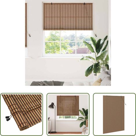 vidaXL Rollo Vorhang -  Rollo mit Vorhängen Braun 150 x 220 cm Bambus (1/5)