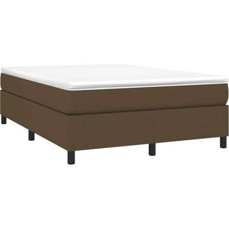 vidaXL Cadre de lit à lattes marron foncé 140x190 cm tissu