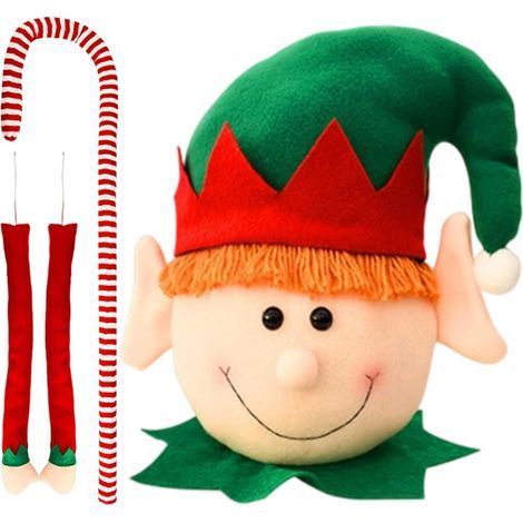 Décoration de sapin de Noël Peluche amusante avec bras et canne, adorable décoration pour le sapin de Noël, idéale pour les fêtes de fin d'année à la maison (1/5)