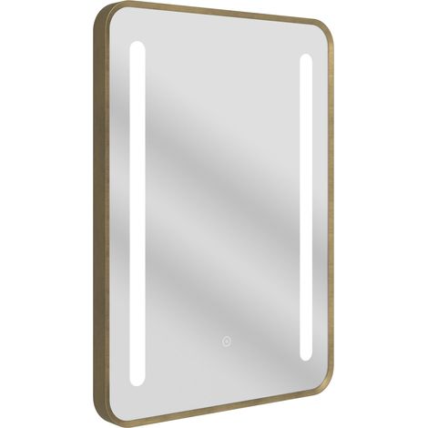 Signature Harper Front-Lit LED Bathroom Mirror with Demister Pad 700mm H x 500mm W - Brushed Bronze