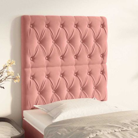 vidaXL Cabecero de cama de terciopelo rosa 80x7x118/128 cm (1/5)
