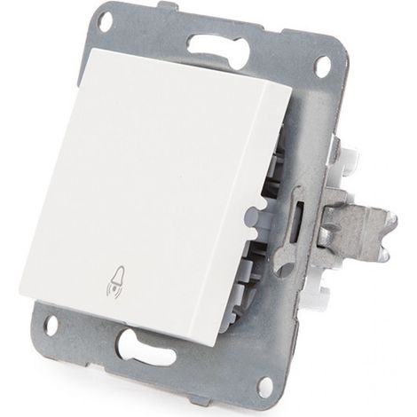 Pulsador Panasonic Karre10A 250V Bastidor Metálico con Garras/ Tecla Blanca