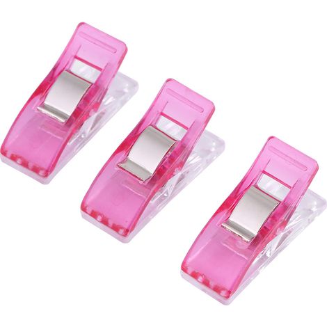20 pinces plastique rouges pour patchwork couture tricot, attaches tissu quilting, lot de 20, maintien bordure ouvrage, rouge rose (1/5)