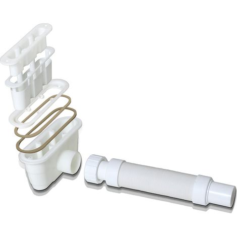 Sifone Pilettone per Scarico doccia da 162 mm Forma Lunga Ellittica con Tubo Di Scarico Regolabile 300-1000 mm (1/4)