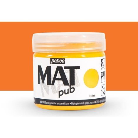 Peinture Acrylique - Pebeo - Mat Pub - 140ml - Orange Brillant - Finition Mate (1/3)