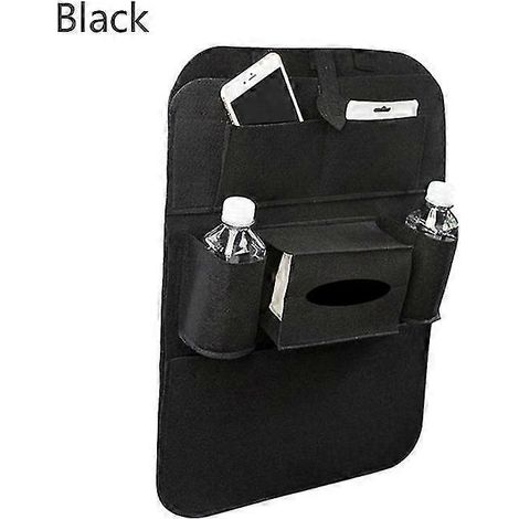 Organisateur de siège arrière de voiture pliable, support de suspension pour siège arrière, sacs de rangement, pochette à mouchoirs, noir (1/3)