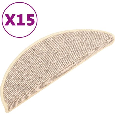 Tapis d'escalier 15 pcs,Marches d'escalier 65 x 21 x 4 cm Blanc et marron Demi-rond Grand CFW747158 (1/5)