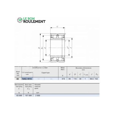Roulement à rouleaux cylindriques NAG4916-IKO