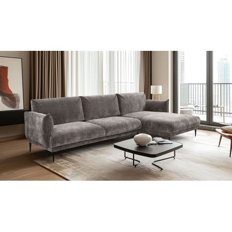 Ecksofa Designersofa MADISON XL in Stoff Dress Me Hellgrau Ottomane Rechts (1/3)