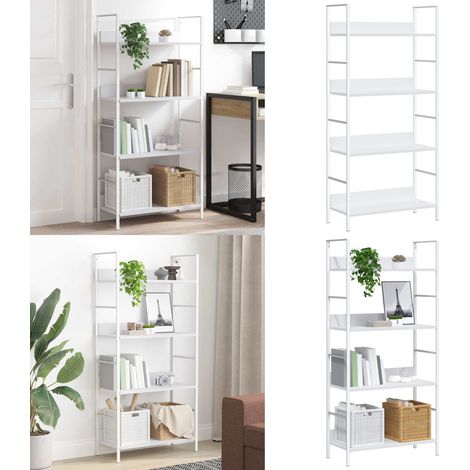 Bücherregal 4 Regalböden Weiß 60×27,6×124,5 cm Holzwerkstoff - Bücherregal - Wohnraumorganisation - Aufbewahrungslösung - Stehleuchte - Holzregal - Home & Living (1/5)