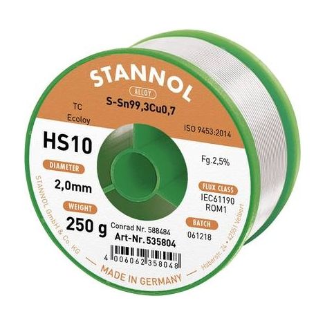 Stannol HS10 2510 hilo de soldadura plateado 250 g