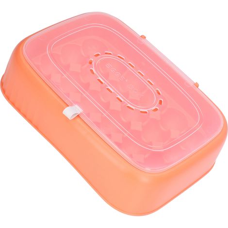Boîte de rangement pour 24 œufs, boîte à œufs pour frigo, coffret de conservation orange à couvercle rabattable (1/5)