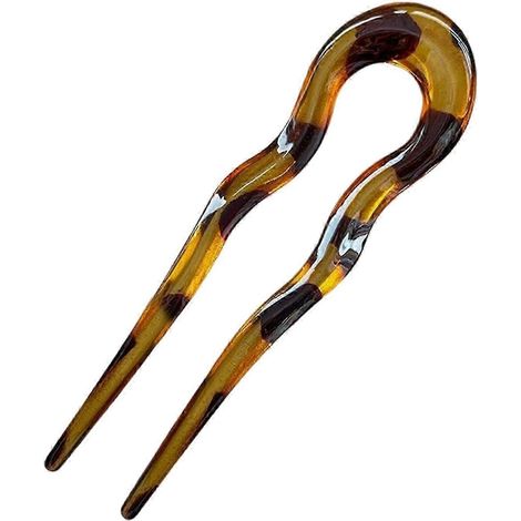 Chignon arrière en acrylique ondulé, pince à cheveux en forme de U, accessoire léger pour un usage quotidien.-Leopard (1/5)