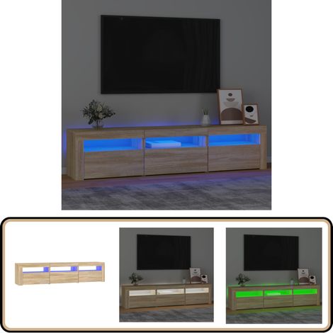 Meuble TV avec lumières LED Chêne sonoma 180x35x40 cm - Meubles Tv - Meuble Tv - Meuble Audiovisuel - Télévision Murale - Étagère Tv (1/5)