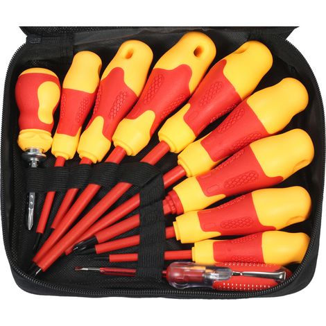 Lot de 10 tournevis isolés 1000V avec embouts magnétiques fendus et Phillips Soft Grips Outils de réparation pour électriciens (1/5)