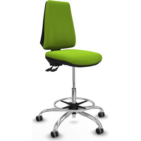 Taburete Elche AS similpiel pistacho base cromada ruedas 65mm engomadas