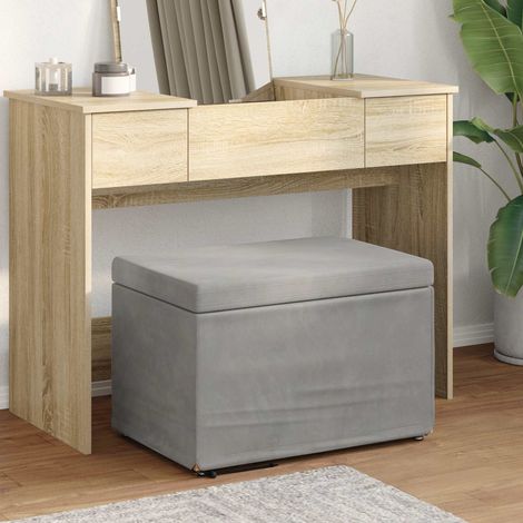 vidaXL Pouf Grigio chiaro Velluto e Legno Ingegnerizzato