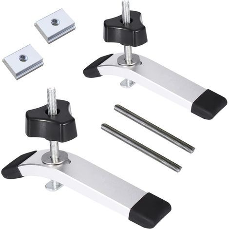 Lot de 2 Rail - Aluminium T-Track Clamp T Track Jeu de pinces de maintien à action rapide en métal, pour outil de travail du bois T-Slot (1/5)