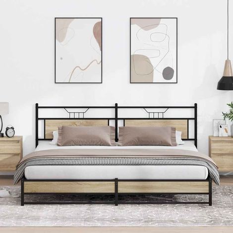 Metallbett ohne Matratze Sonoma-Eiche 200x200 cm
