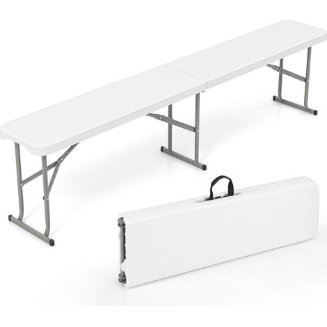 GOPLUS Banc Pliant Jardin en HEPE 182 cm, Banc d'Intérieur et d'Extérieur, Poignée de Transport, Etanche, pour Pique-Nique, Camping, Barbecues,182 x 27,5 x 43 cm,Charge 300KG (1/5)