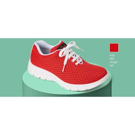 Zapatilla sanitaria tipo blucher con corte de rejilla y plantilla acolchada DIAN CALPE 46 Rojo (1/2)
