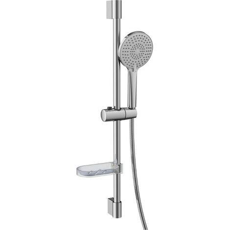 Barre de douche Aquaris ÉLÉGANCE inox 304 chromée douchette ronde 5 modes de jets (1/3)
