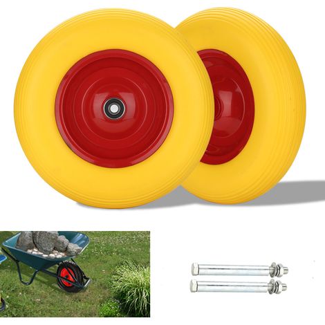 Jiubiaz 2x Rueda completa antipinchazos 4.80 / 4.00 - 8 para carretilla de mano ,en PU / Poliuretano,perfil ranurado,Capacidad de carga máx. 200 kg , para carretilla de carretilla