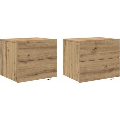 vidaXL Mobiletto da comodino a parete 2 pcs rovere artigianale