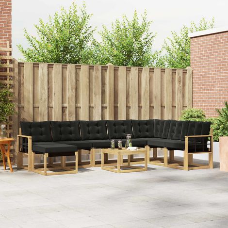vidaXL Outdoor-Sofagarnitur 9 Stk. Weiß und Schwarz (1/5)