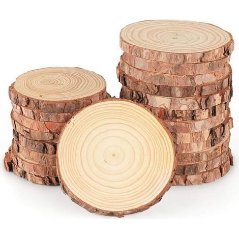 16pcs Rondin de Bois Decoration Naturel 8 -10cm Rond Rondin de Bois Deco Rondelles Bois Noel pour Décoration Noël Bois (1/4)